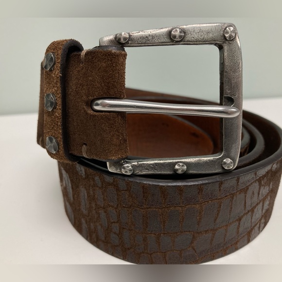 John Varvatos Croc Embossed Leather Belt. Size 36 - Picture 2 of 8